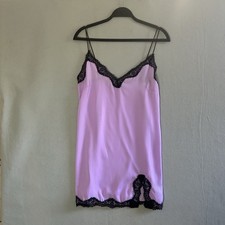 Out From Under Urban Outfitters Slip Dress M Lavender Black Lace Y2K Coquette
