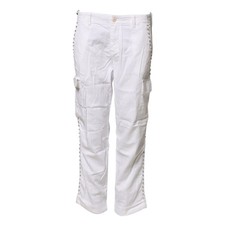 Pantaloni MASON'S bianchi vita media dritti impreziositi cargo IT40/US6/S RRP...