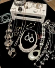 Vintage To Modern Mixed Estate Costume Jewelry Lot Silver Tone Rhinestones More