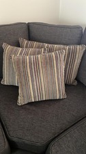 NEXT Stamford Cushions 3pc Set Velvet Chenille Multi Striped 60x40 42cm Pillow