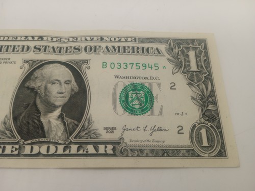 One Dollar Bill Star Note 2021 B03375945* USA - Picture 3 of 14