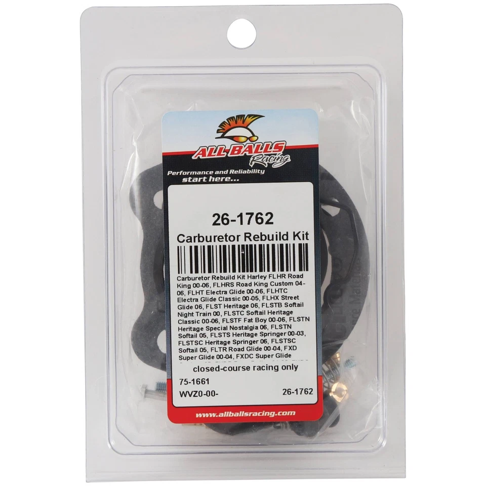 New All Balls Carburetor Rebuild Kit 26-1762 for Harley FLHT Electra Glide 00-06 Foto 4 de 4