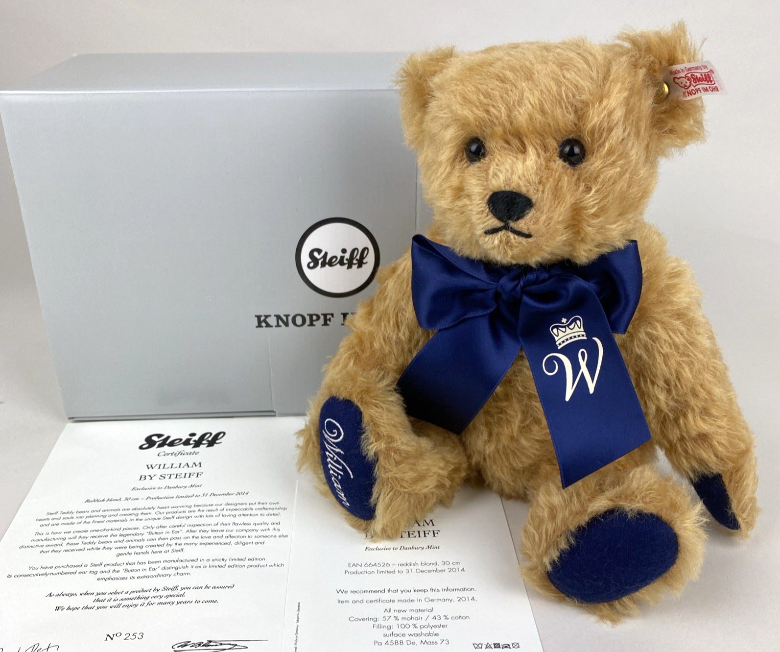 Steiff 2014 ""William"" Ltd Edition Bear - 30cm, Reddish Brown  EAN:664526