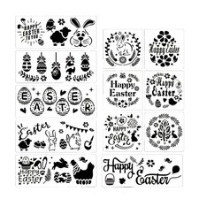 Happy Easter Painting Stencils Reusable Drawing Templates DIY Art Home Decor 12X