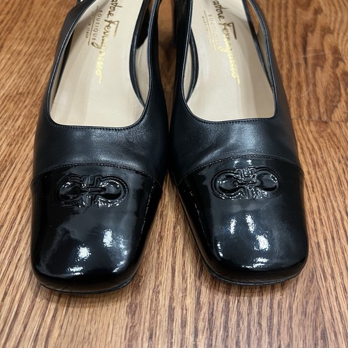 Vintage Salvatore Ferragamo Peggy Leather & Patent Leather Slingback Pumps, 8 - 第 11/24 張圖片