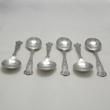KINGS Design EPNS A1 SHEFFIELD ENGLAND Silver Service Cutlery Six Soup Spoons