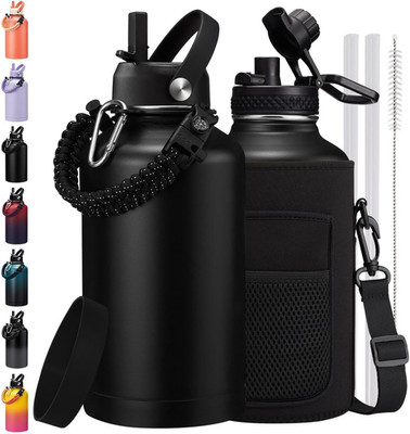 64 Oz Water Bottle with Straw & Spout Lids, Keep Cold 48H, Half Gallon Insuated 