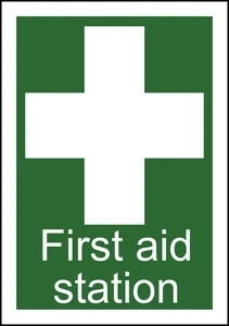 First Aid Station Caution Warning Sign Self Adhesive Vinyl Sticker