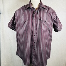 Flying R Ranchwear Western Shirt Vintage Pearl Snap Short Sleeve Size 17.5
