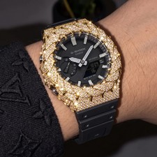 Custom Casio G-Shock GA-2100 Mod Watch with Moissanite Case