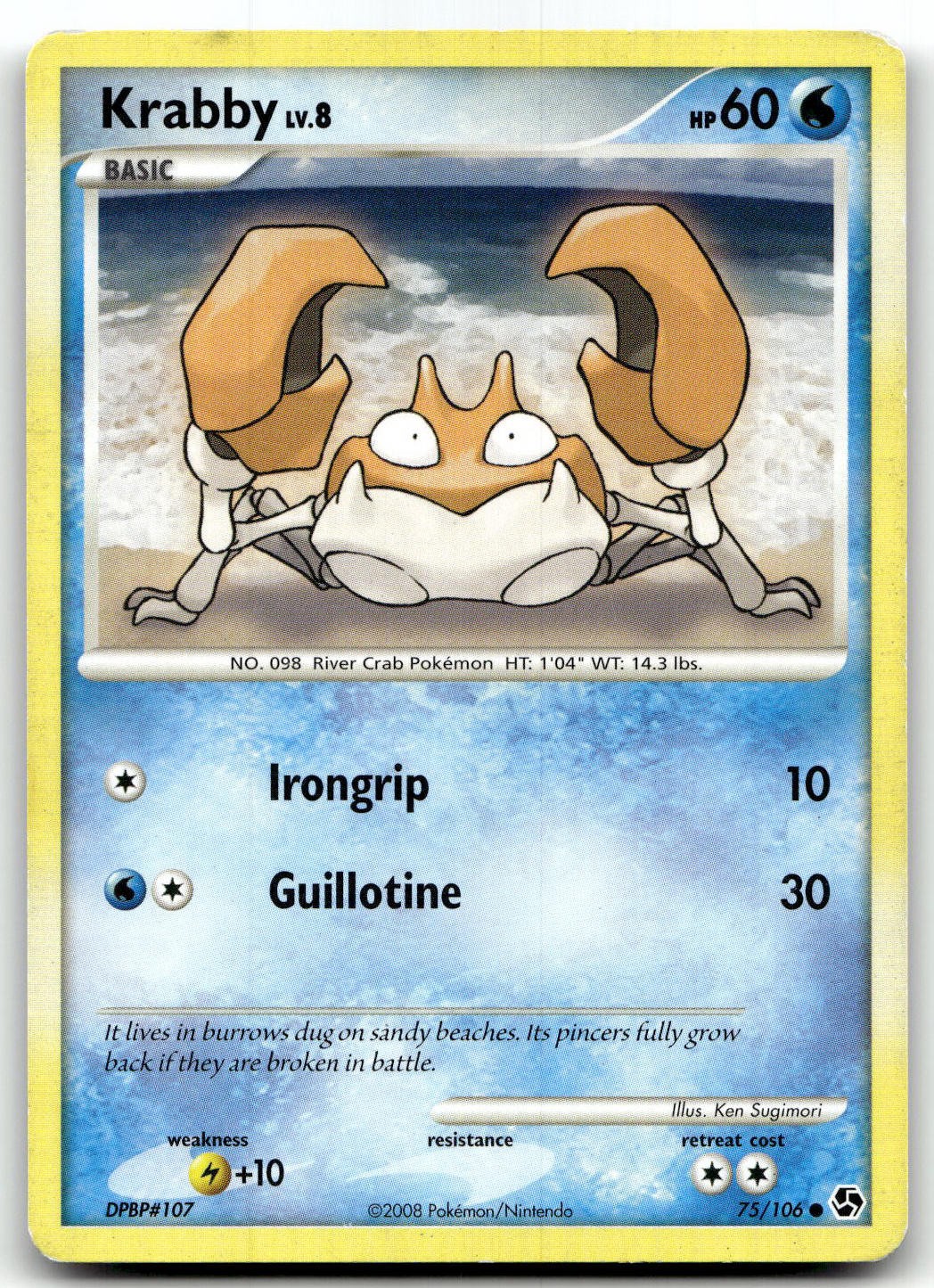 Krabby 75/106 Great Encounters Common Normal Pokemon TCG HP