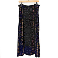 VTG Telluride Skirt Size 14 Black Brown Floral Whimsigoth Velvet Maxi Gothic