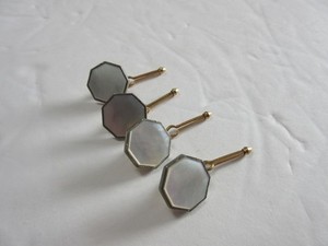 Vintage KREMENTZ GF Mother of Pearl Set of 4 Tuxedo Shirt Studs ~ 5.8 grams