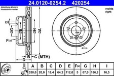 Bremsscheibe ATE 24.0120-0254.2 f�r OE 34 21 6 860 923 - 34 21 6 882 246 - 34
