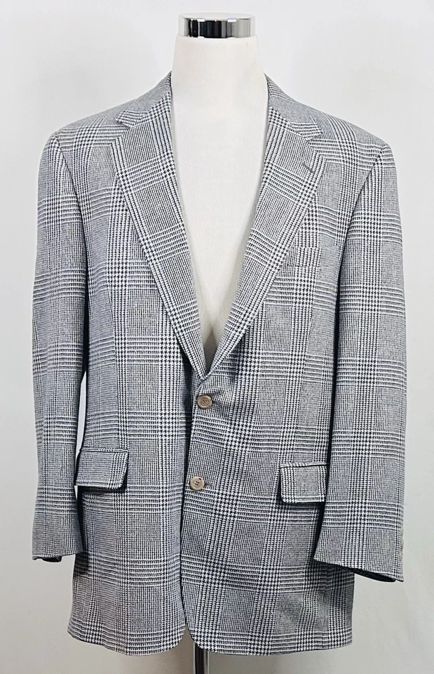 Casaco esportivo Brooks Brothers 44L vintage 100% lã xadrez Glen dois botões ventilado - Imagem 2 de 4