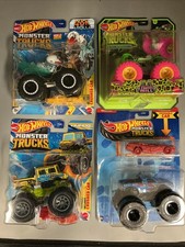 LOT OF 4 - ASSORTED HOT WHEELS MONSTER TRUCKS 6- Free Shipping