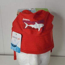 Speedo Baby Kids UV50 Block The Burn Fiery Red Shark Bucket Hat S/M 6-12 Months