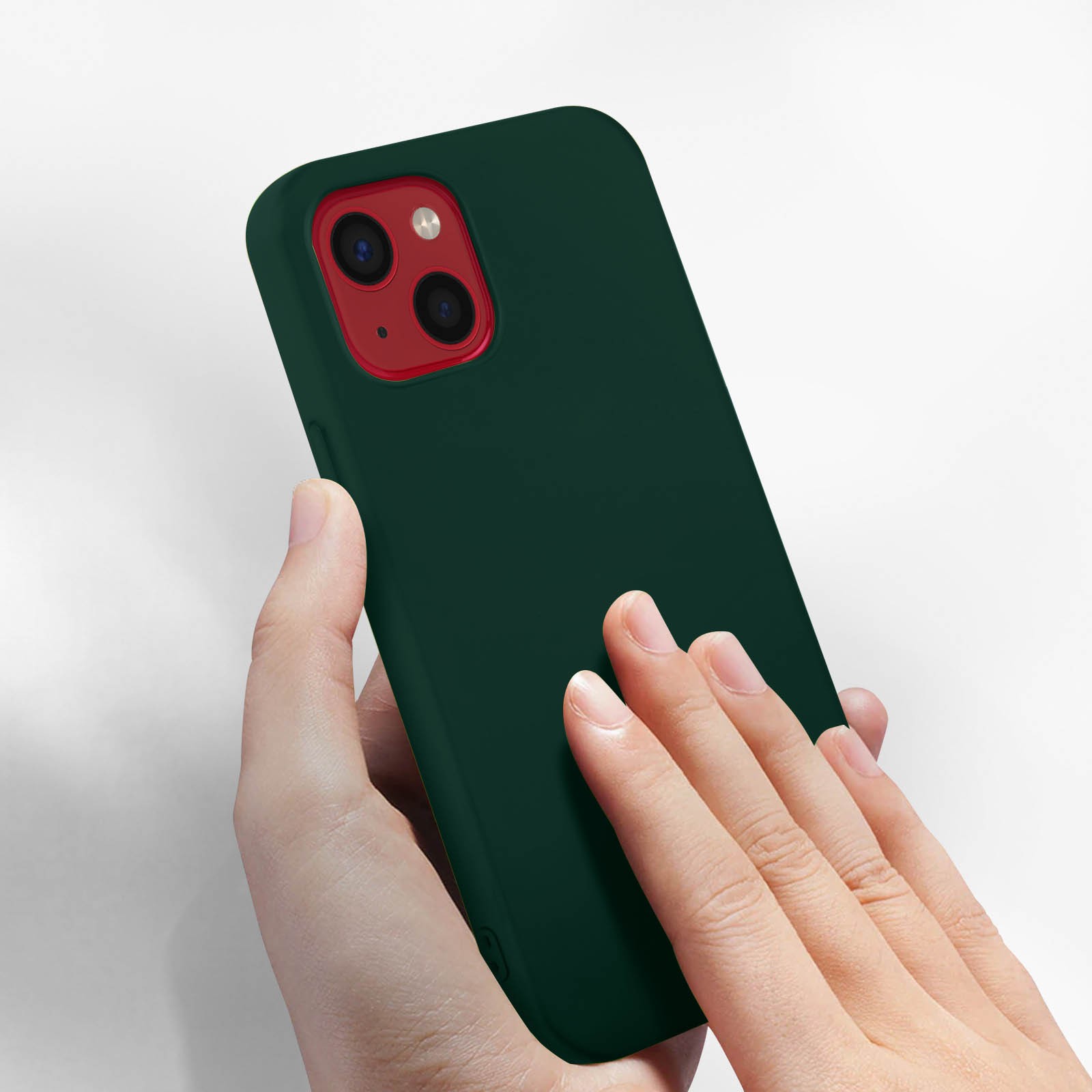 Coque en silicone semi-rigide pour iPhone 13, finition Soft Touch Vert
