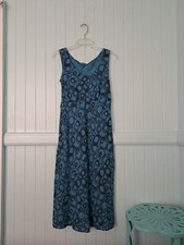 Cut Loose Sleeveless Linen Popover Dress Teal Blue Sz XS