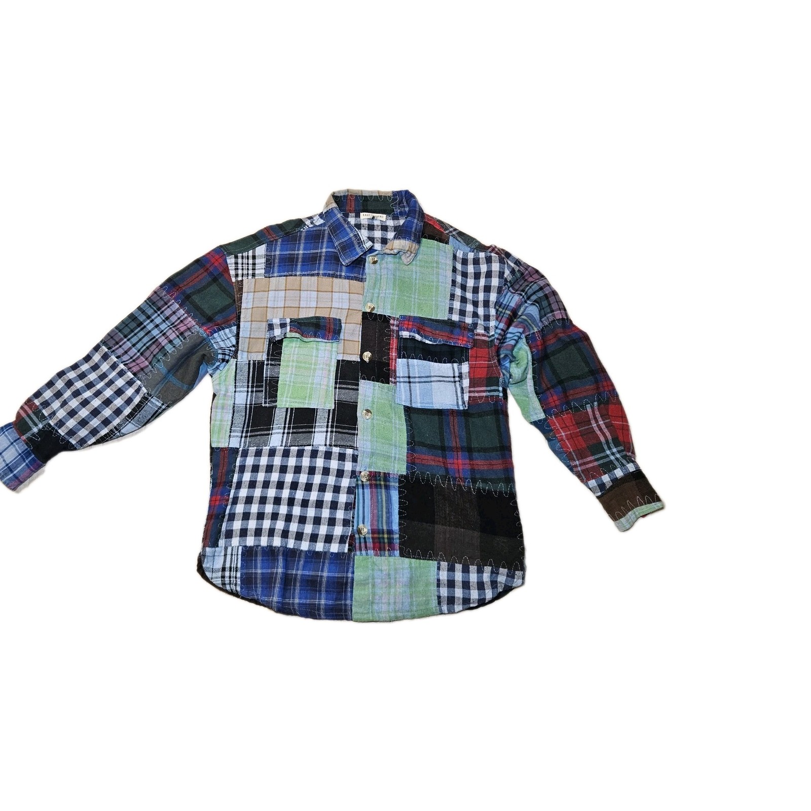 Earthbound Trading Co Women's Patchwork Flannel LS Shirt Size Small