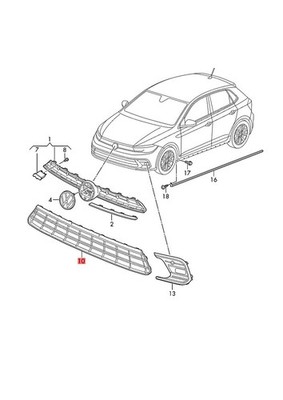 Genuine VW Polo Derby Vento-IND Vent grille Center 2G0853671KDPJ