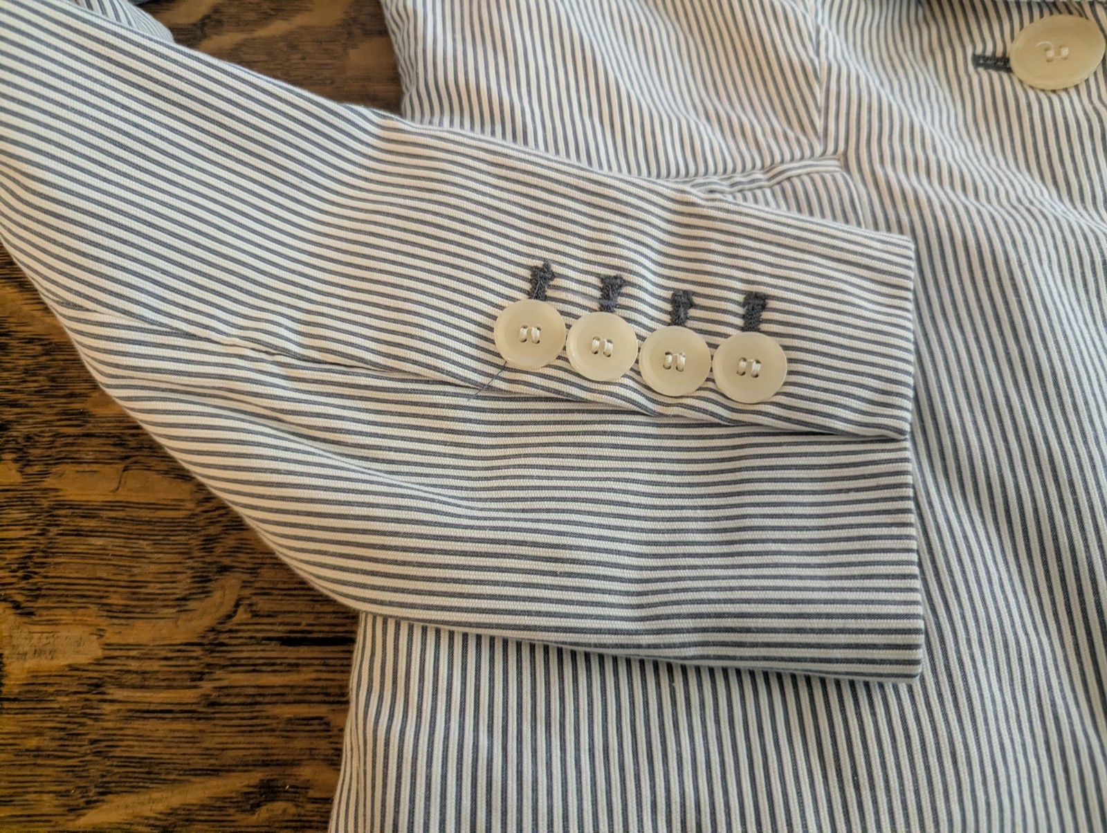 Pinstriped Single Button Blazer With Double Lapel… - image 5