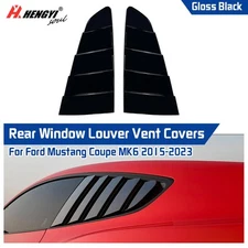 Pair For 15-23 Ford Mustang Coupe MK6 Gloss Black Vent Side Window Louver Cover