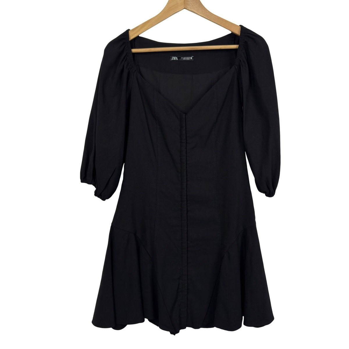 green emerald velvet dress Zara Black Flare Mini Dress main image 0