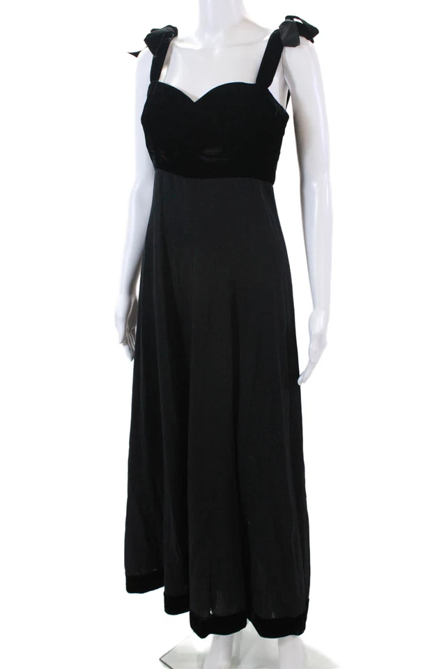 Vestido Chanel Boutique Mujer Cremallera Trasera Terciopelo Borde Vintage Negro Talla FR 40 93A Foto 2 de 4