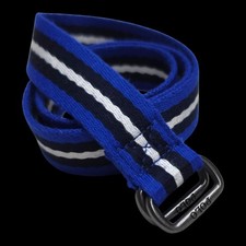 Polo Ralph Lauren Kids Boys D-Ring Belt Blue Navy White Striped Webbed Ribbon M