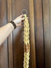 Large Big Vintage Macrame Plant Hanger With Wooden Beads