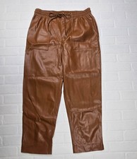 A New Day Brown Faux Leather Tapered Ankle Pants Size Large