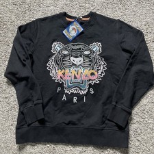 KENZO PARIS Embroidered Silver Tiger Logo Sweatshirt Women  s Medium EUC 298