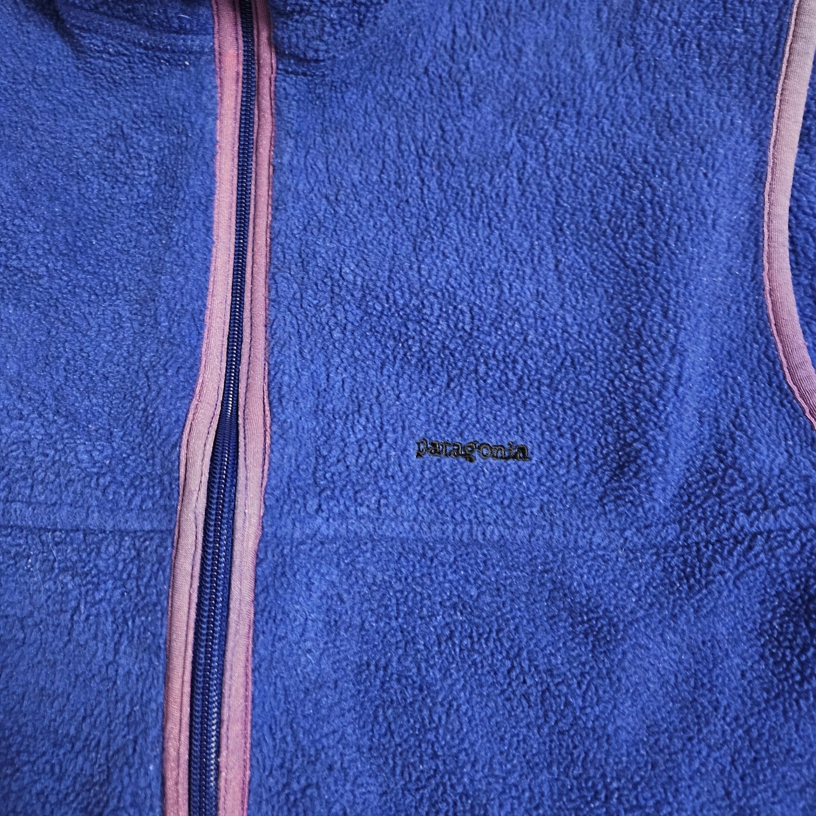 VTG Patagonia Blue Fleece Vest Purple Trim USA Made Outdoor Gorpcore Unisex L thumbnail 9