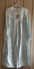 Character Women s Nightgown Small Blue Granny Silky Sleepwear Pearl Lace Satin