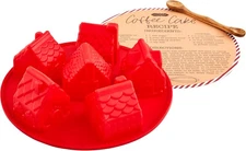 Mud Pie Xmas Home Mold Set, mold 12 1/4" dia 12 | spoon 7", Red 