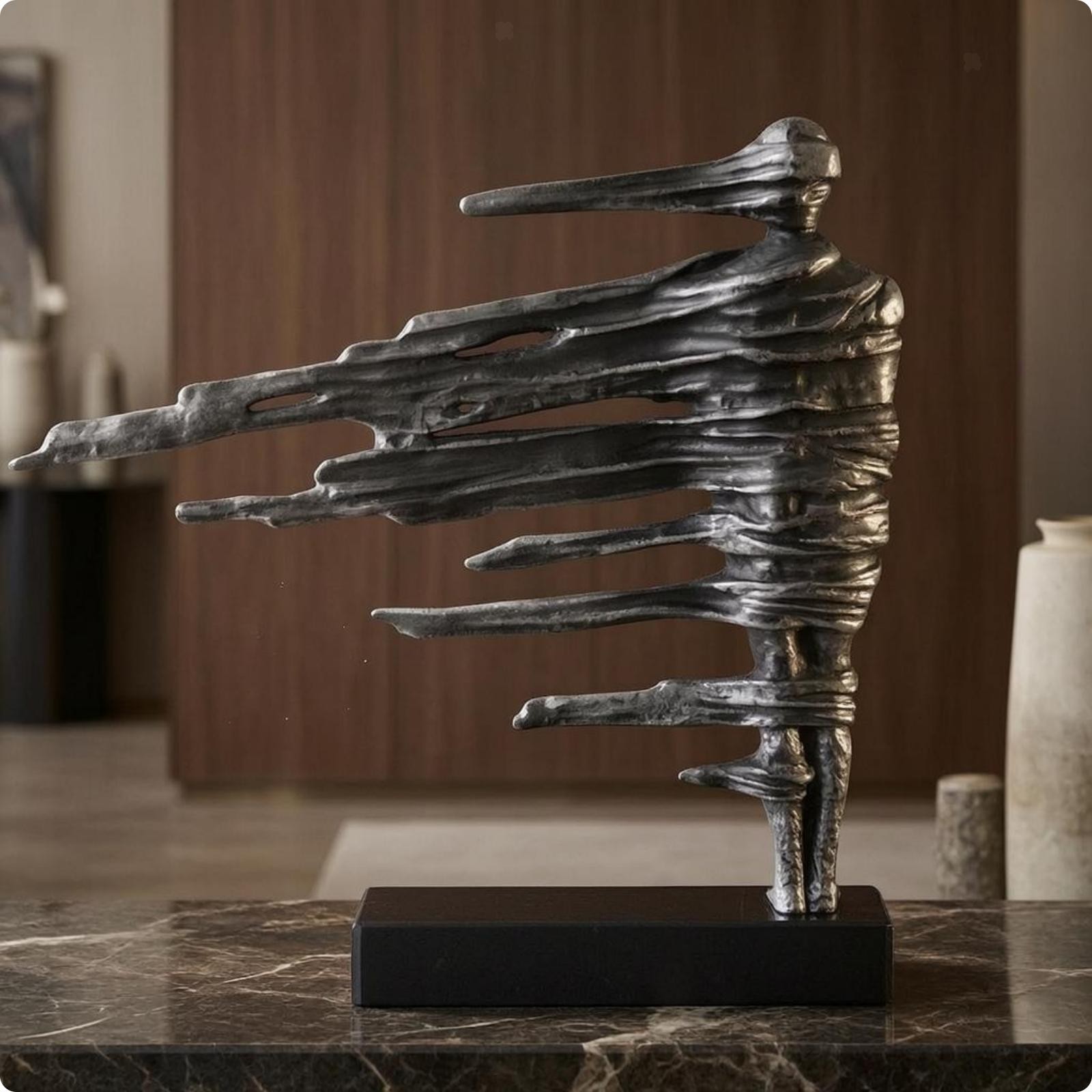 Abstack Sheef Abstract Figure Sculpture Elongated Form Marble Base Sculpture ...