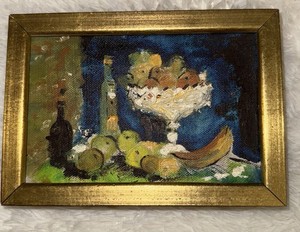 Nature Morte Aux Fruits, Peinture à L'huile Ancienne Originale, Cadre, Signée, école Française