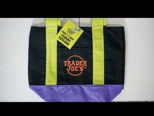 Trader Joes Mini Canvas Tote Bag 🎃Trick or Treat🎃Black&Green🔥New With Tags🔥