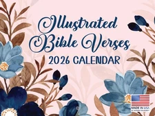 Illustrated Bible Verse Calendar 2026 Monthly Wall Calender 12 Month