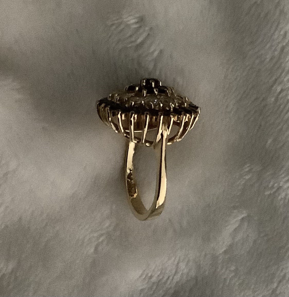 Camrose & Kross JBK Jacqueline Kennedy Vermeil Simulated Blue Sapphire Ring Sz 6