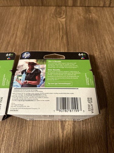 HP 64XL TRI-COLOR INK NEW IN BOX FREE SHIPPING Set Of 2 Ink Carts - Picture 4 of 5