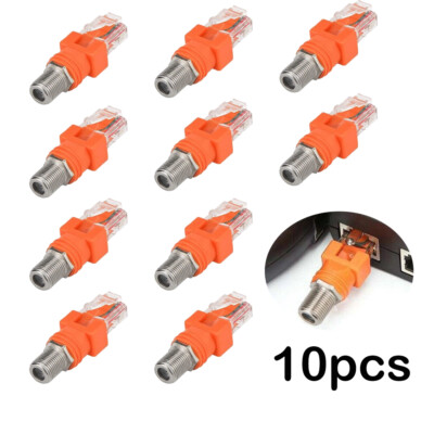 10 PC Coaxial to Ethernet Adapter F Female to RJ45 Male Converter for Line Tes