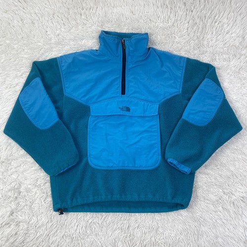 VTG North Face Jacket Mens Small Blue Teal 1/4 Zip Tech Fleece USA Made Men S