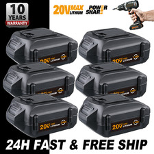 6PACK For Worx WA3578 Power Share Battery 20V 7.0Ah WA3520 WA3525 WA3575 Li-Ion