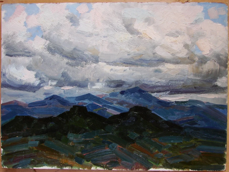 乌克兰苏联苏联油画风景印象派雨云山 — 第 3/4 张图片