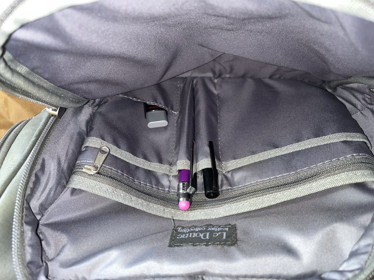 LeDonne leather backpack grey EUC Le Donne Leather Collection Crossbody Bag L-Zip Closure  main image 2