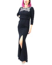 ADRIANNA PAPELL Women's Crystal Decor 3/4 Sleeves Evening Dress Size 2 (Navy)