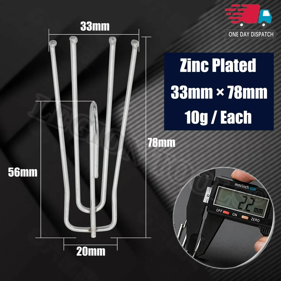 56mm Curtain Pleat Hooks 4 Prong Slip Gathering Heading Pinch Pleat Hook Set - image 2 of 4