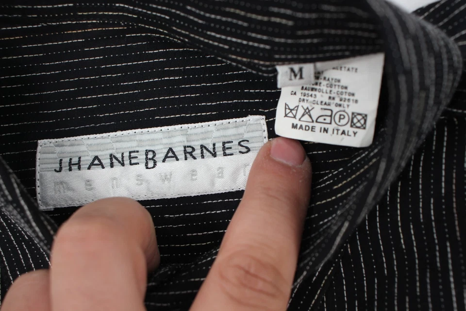 Jhane Barnes mens M Made in italy long sleeve button down shirt rayon acetate - Image 2 of 4